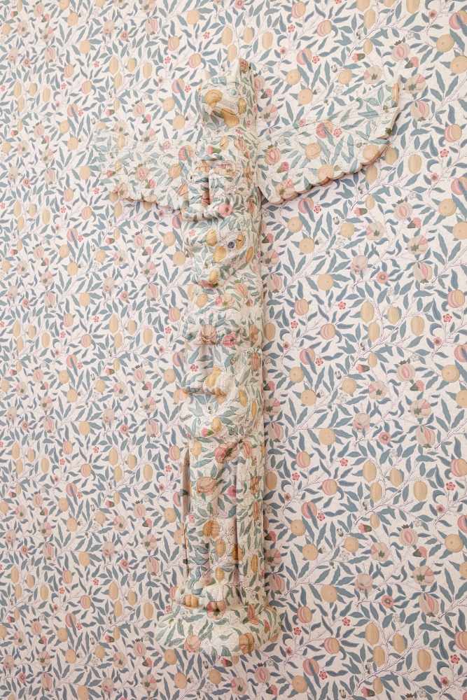 
Nicholas Galanin
The Imaginary Indian (Totem Pole), 2016
wood, acrylic and floral wallpaper
totem: 80 1/2 x 51 1/2 x 11 inches (204.5 x 130.8 x 27.9 cm)
wallpaper: dimensions variable
(NGA16-05)