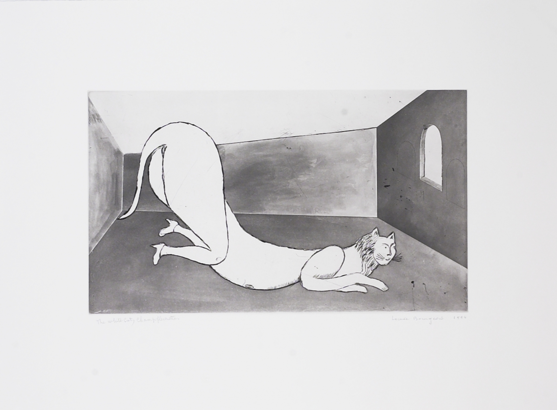 Champfleurette, the White Cat, 1994
Drypoint, etching, and aquatint
18 1/2 x 25 inches (46.99 x 63.5 cm)
Edition of 22 + proofs

Inquire
&nbsp;