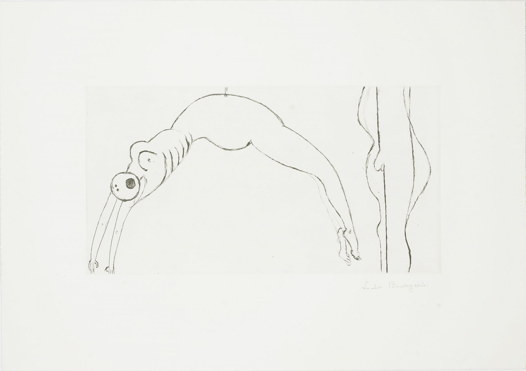 Louise Bourgeois
Arched Figure, 1993
Drypoint
15 5/8 x 22 inches (39.69 x 55.88 cm)
Edition of 50 + proofs

Inquire
