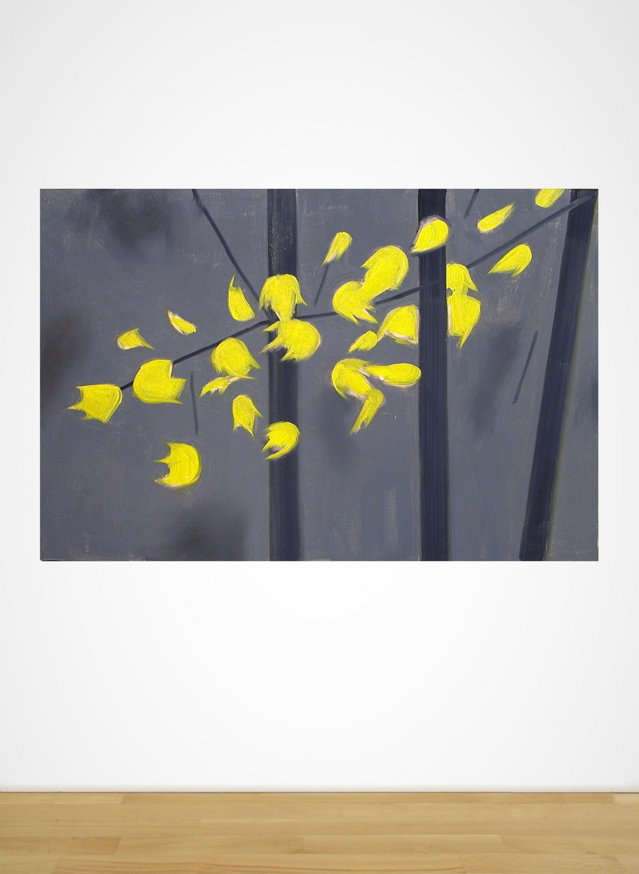 Installation view&amp;nbsp;of&amp;nbsp;Yellow Leaves 2, 2006, oil on linen, 48 1/4 x 71 3/4 inches (122.6 x 182.3 cm)