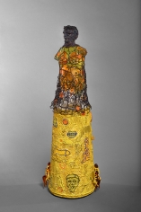 Joyce J. Scott Untitled (Yellow), 2020 Hand-blown Murano glass processes, beads, thread, plastic dice, metal and wood armature 29 3/4 x 10 1/2 x 8 1/2 inches (75.6 x 26.7 x 21.6 cm) (JJS20-01)