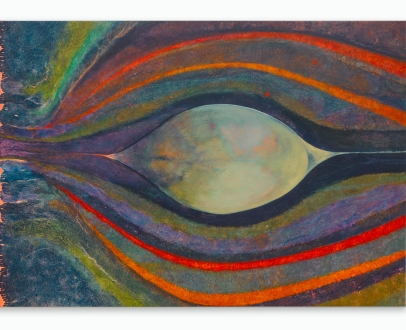 Luisa Rabbia "Ecstasy",2019 Colored pencil, pastel, acrylic and oil on canvas 102 x 47 inches (260 x 119 cm)