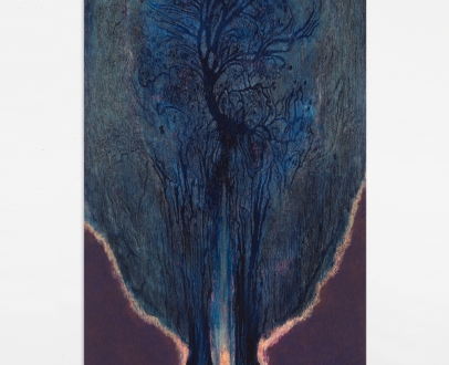 Luisa Rabbia "Ecstasy",2019 Colored pencil, pastel, acrylic and oil on canvas 102 x 47 inches (260 x 119 cm)