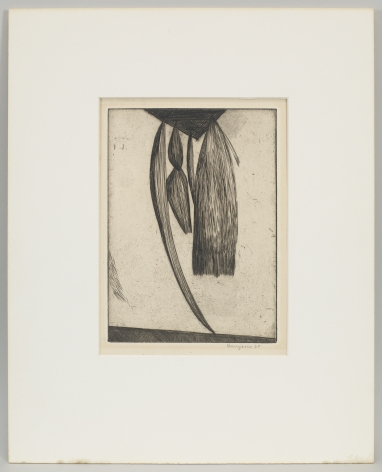 Louise Bourgeois, Hanging Weeds, 1947 engraving, printed in black on cream, smooth wove apper 12 x 8 7/8 inches (30.5 x 22.5 cm)