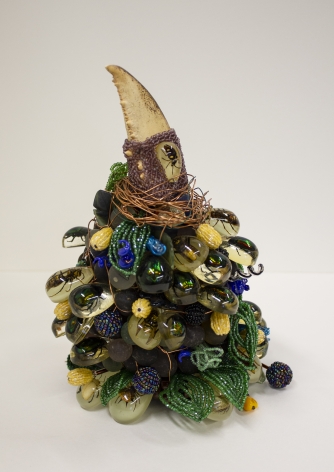 Joyce J. Scott Untitled (Gourd 2), 2017 claw, beads, glass, wire, thread and metal armature 9 x 7 x 7 inches (22.9 x 17.8 x 17.8 cm) (JJS17-07)