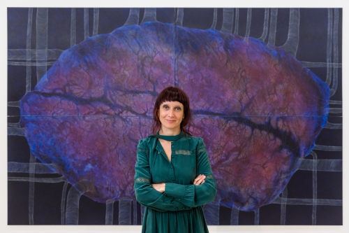 Luisa Rabbia at the opening of her exhibition, Love,&amp;nbsp;Collezione Maramotti, Reggio Emilia, Italy, 2017.
&amp;nbsp;